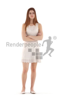 3d people kids, white 3d child standing