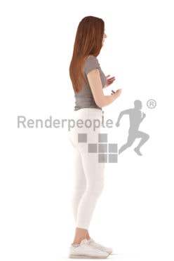 3d people kids, white 3d child standing and showing
