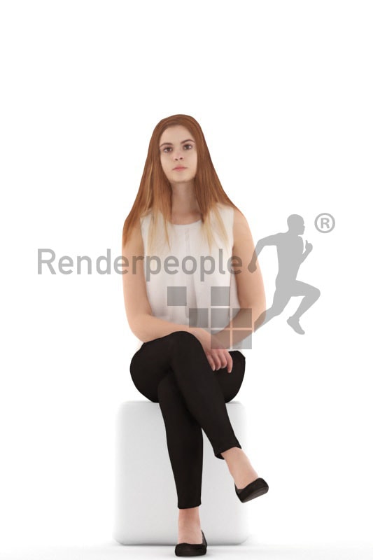 3d people casual, white 3d teenager sitting