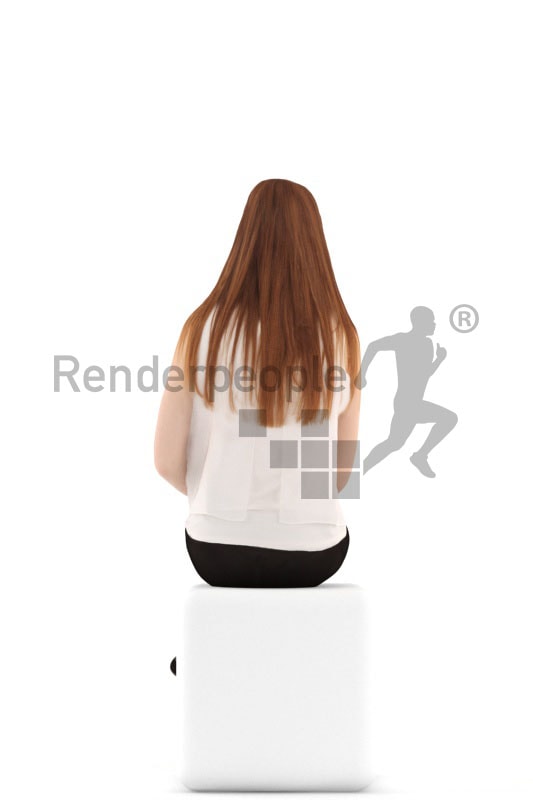 3d people casual, white 3d teenager sitting