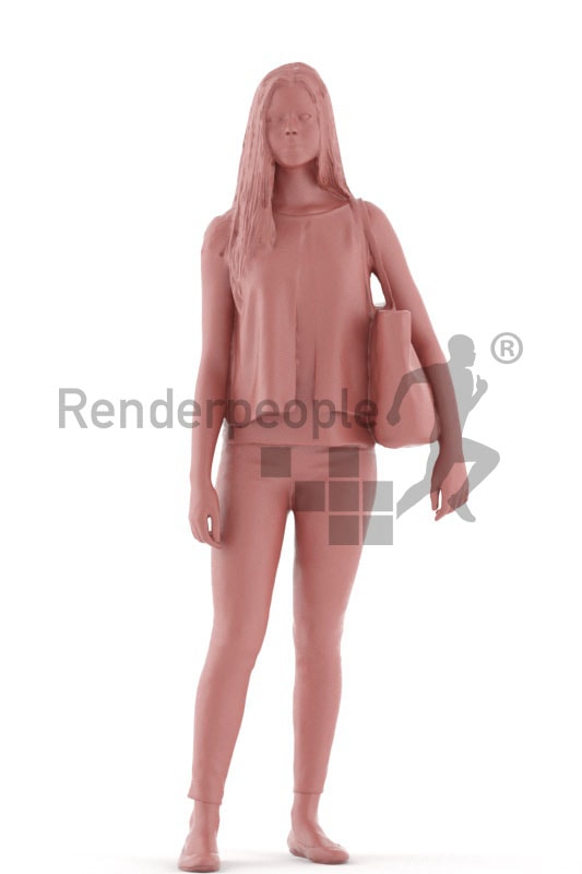 3d people casual, white 3d teenager standing