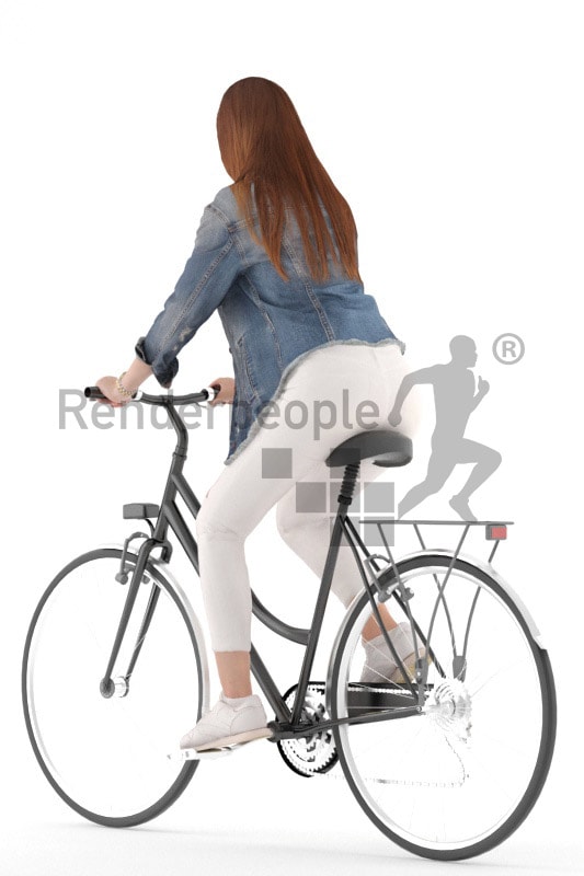 3d people kids, white 3d child riding her bike
