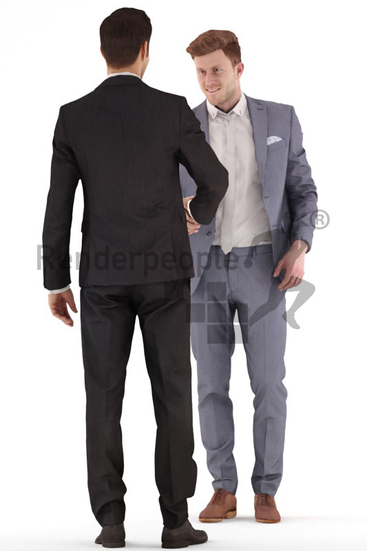 3d people business, young men shaking hands