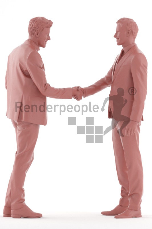 3d people business, young men shaking hands