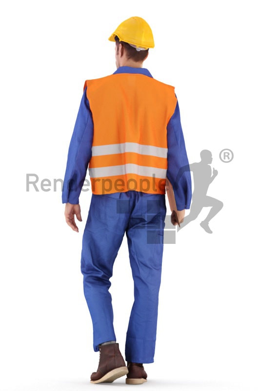 3d people service, 3d worker walking and holding clipboard