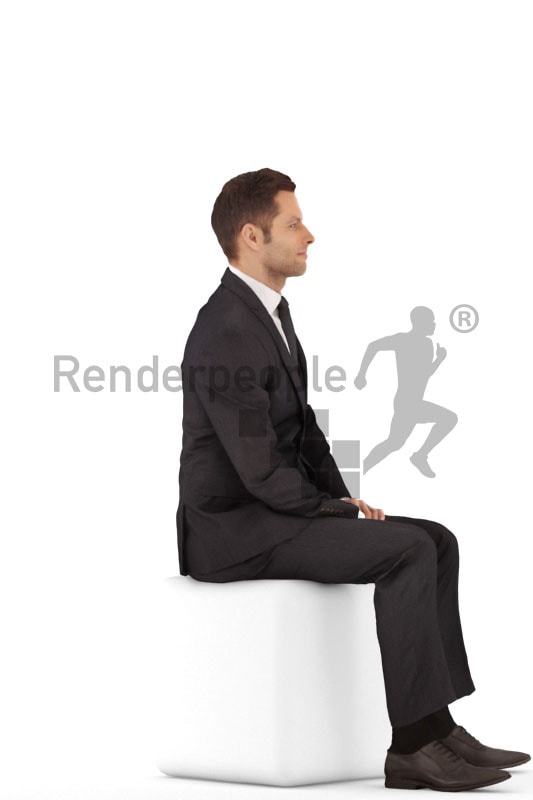 3d people business, jung man sittting
