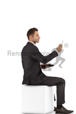 3d people business, jung man sittting, paying with his creditcard