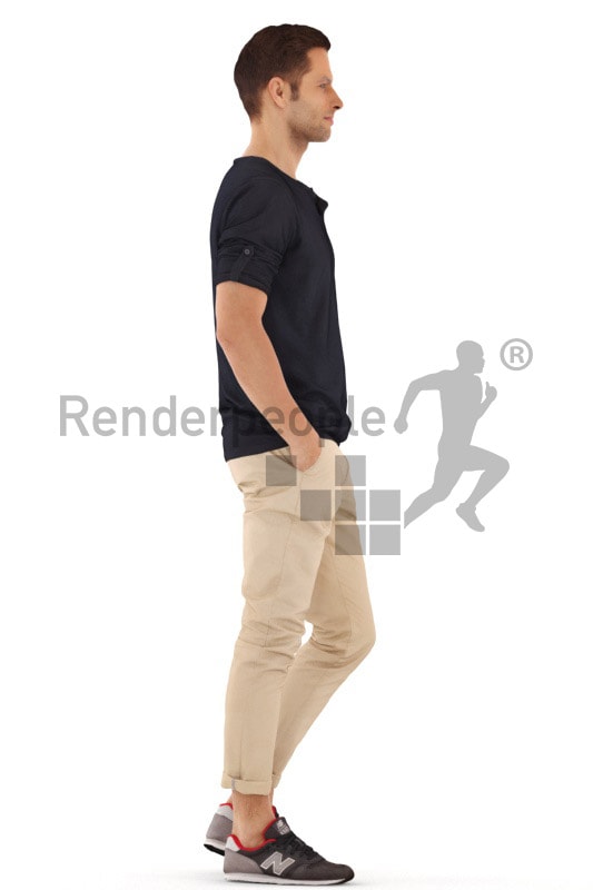 3d people casual, young man standing
