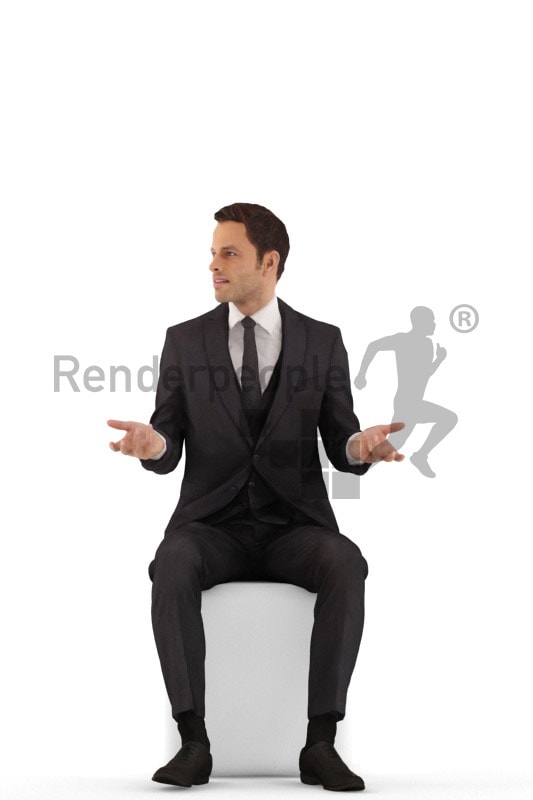 3d people business, young man sitting and talking