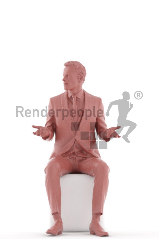 3d people business, young man sitting and talking
