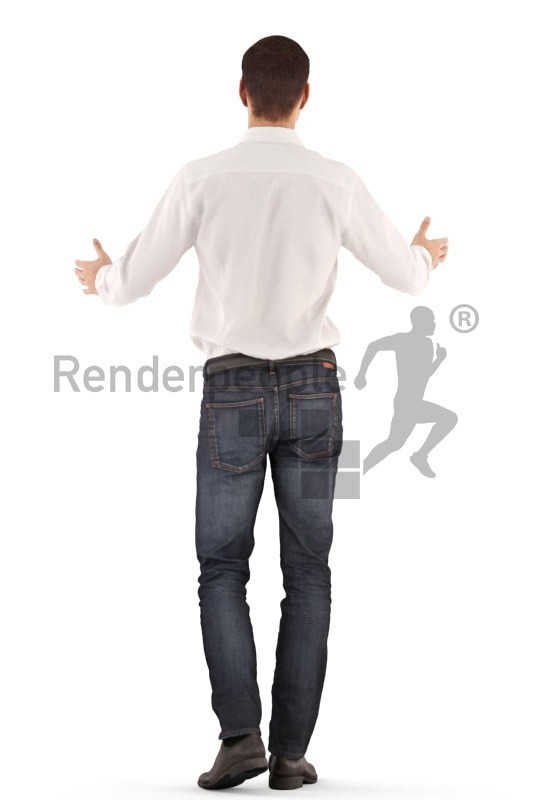 3d people event, young man standing and greeting