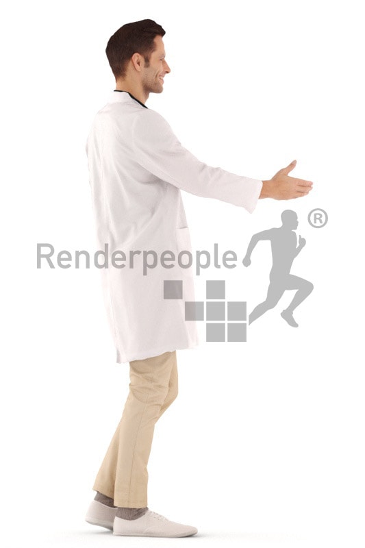 3d people hospital, young man standing and greeting
