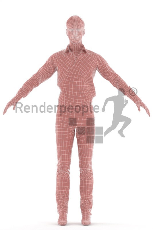 3d people event, rigged young man in A Pose