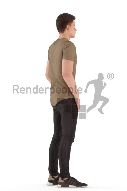 Animated 3D People model for realtime, VR and AR – standing european man, casual