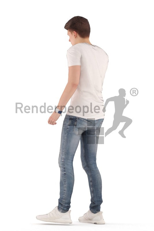 Animated 3D People model for realtime, VR and AR – white man, casual look, walking and calling