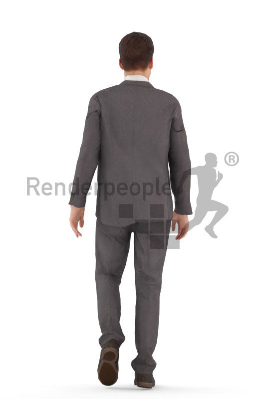 3d people business, white animated man walking