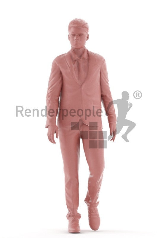 3d people business, white animated man walking