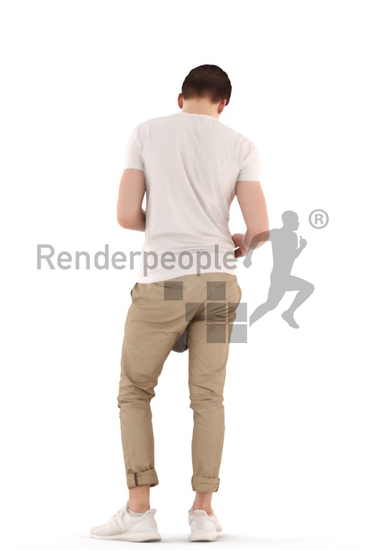 3d people teen, white 3d child standing with a bagpack