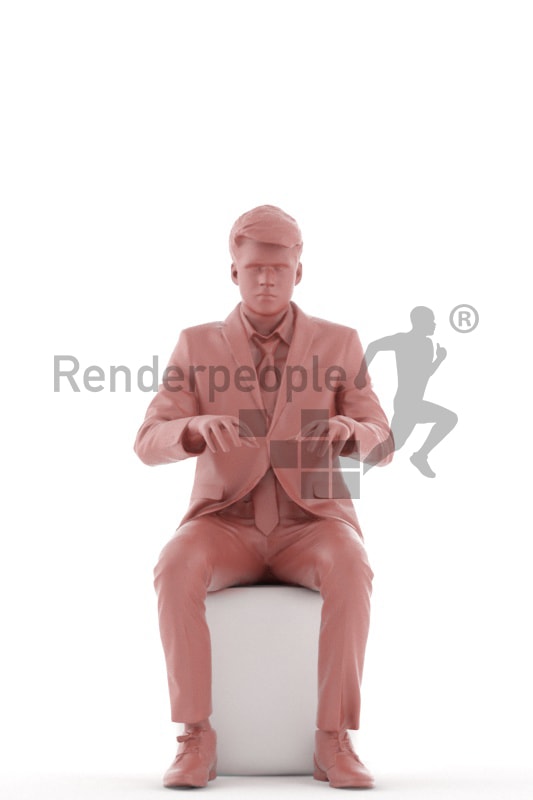 3d people teen business, white 3d child sitting, and typing