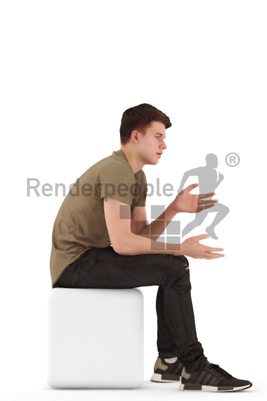 3d people teen, white 3d child sitting and discussing