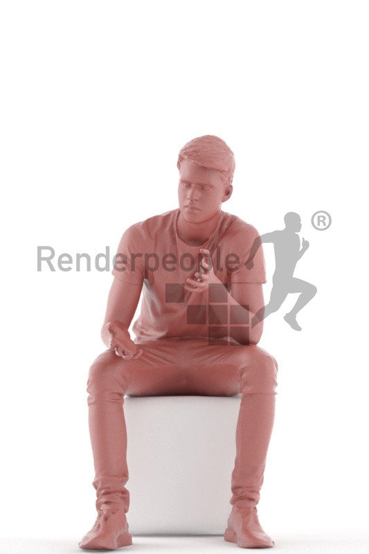 3d people teen, white 3d child sitting and discussing