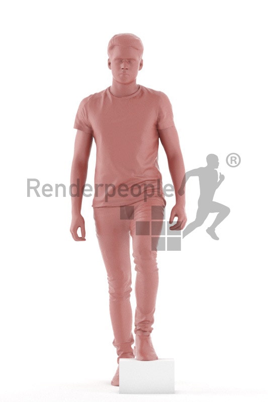 3d people teen, white 3d child walking upstairs