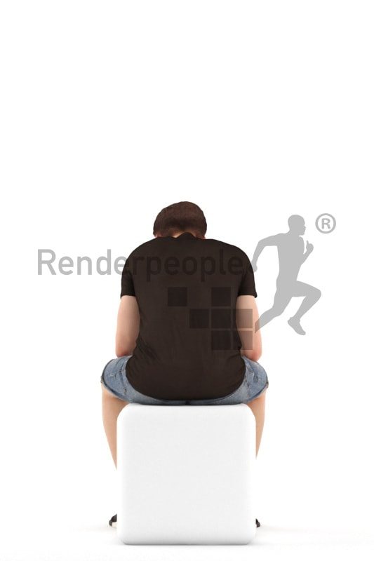 3d people teen, white 3d child sitting and reading