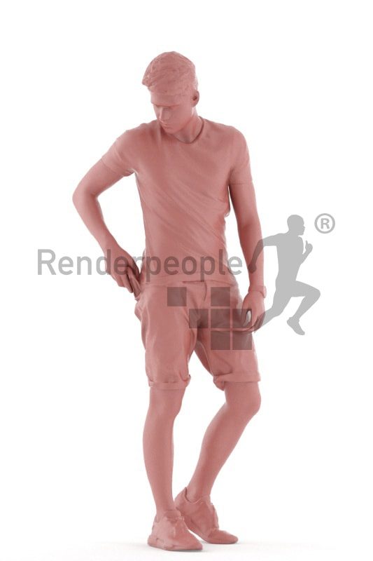 3d people teen, white 3d child standing holding a purse