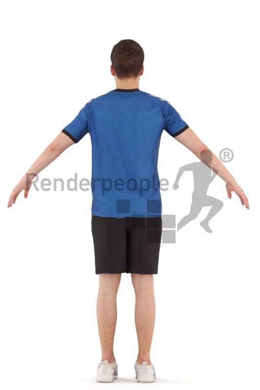 3d people sports, rigged teenager in A Pose