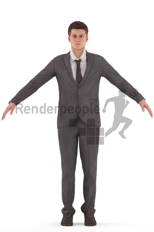 3d people business, rigged kid in A Pose