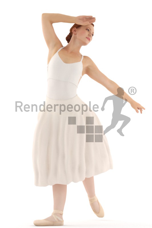 3d people sports, beautiful white 3d woman doing ballet