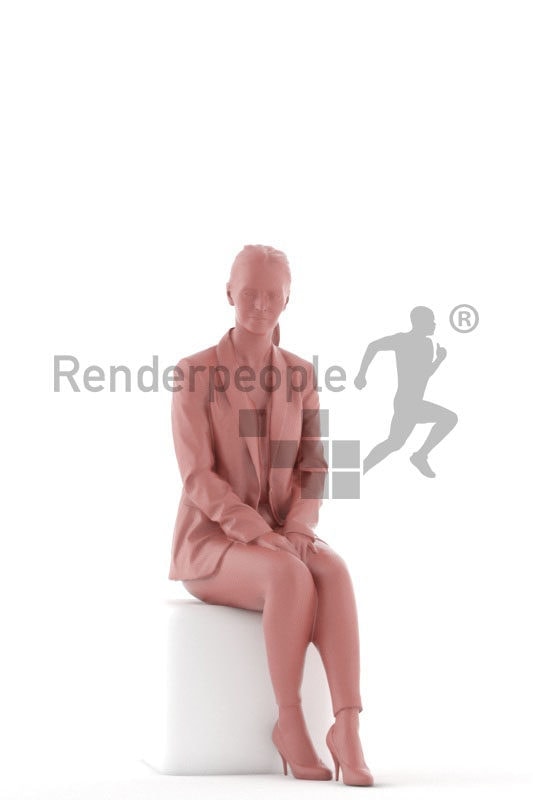 3d people business,3d white woman, sitting