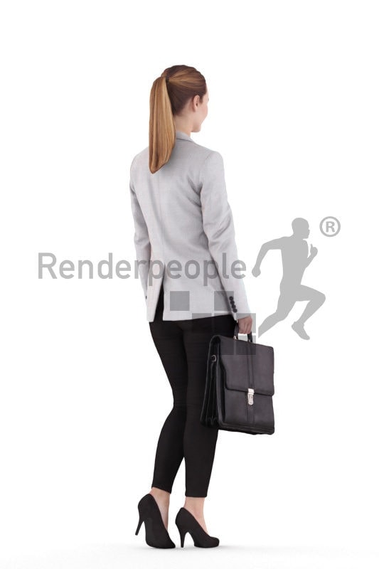 Scanned 3D People model for visualization – european woman, business, walking