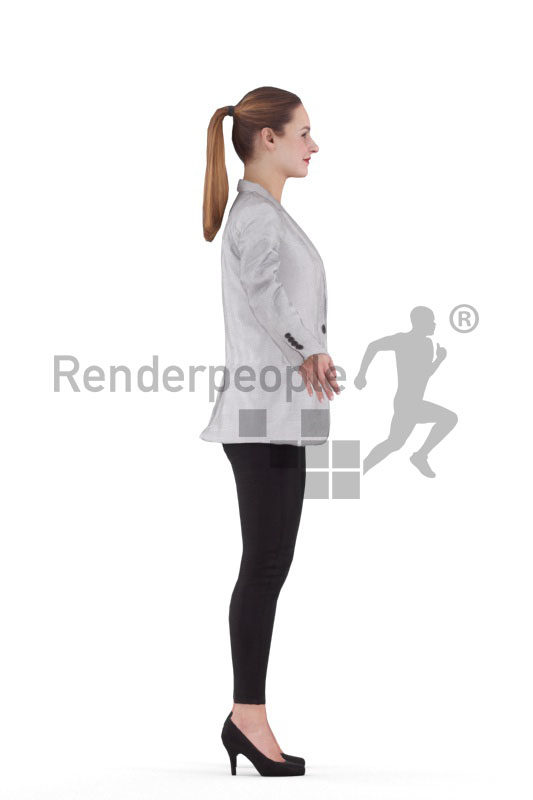 Rigged human 3D model by Renderpeople – white female in business look