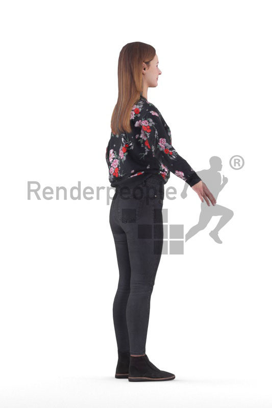 Rigged 3D People model for Maya and 3ds Max – white woman in casual outfit