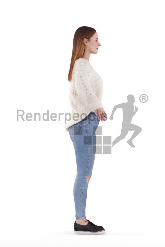 Rigged and retopologized 3D People model – casual european woman