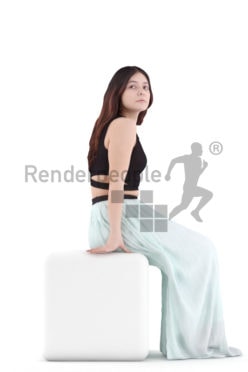 3d people casual, young woman sitting