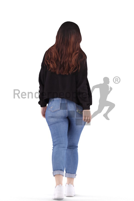 3d people casual, young woman walking