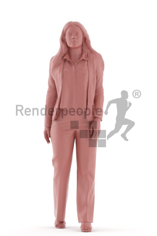 3d people business, young woman walking
