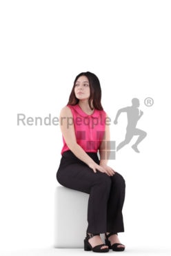 3d people business, young woman sitting