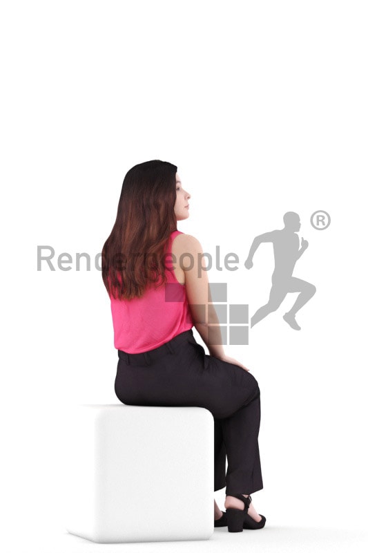 3d people business, young woman sitting