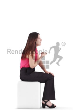 3d people business, young woman sitting and talking