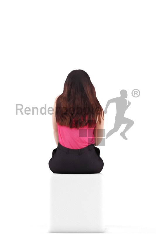 3d people business, young woman sitting and talking