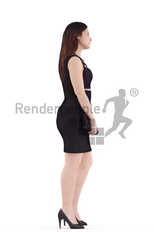 3d people event, young woman standing