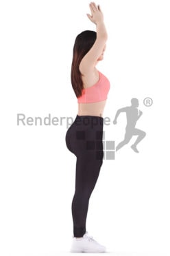 3d people sport, young woman standing, doing yoga
