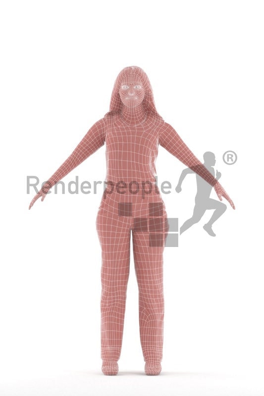 Rigged and retopologized 3D People model – white woman in business wear