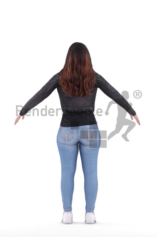 Rigged human 3D model by Renderpeople – white woman in casual look