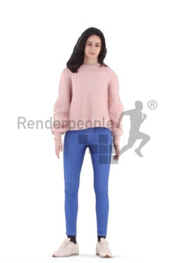 Animated 3D People model for 3ds Max and Maya – standing european woman, casual