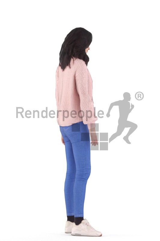 Animated 3D People model for 3ds Max and Maya – standing european woman, casual