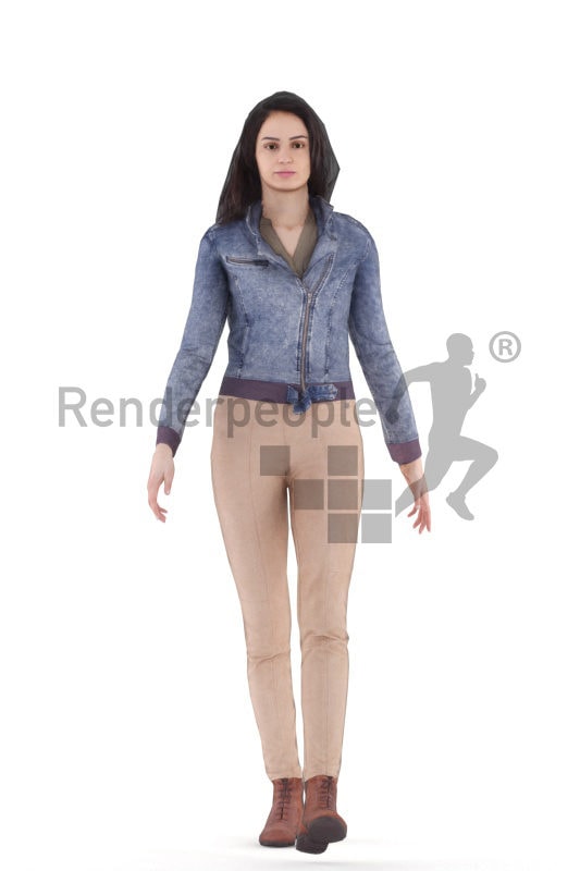 Animated 3D People model for Unreal Engine and Unity – white woman, casual, walking